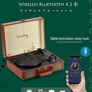 HOL Retro Bluetooth 33 Rpm Vinyl LP Record Player Turntable Suitcase Stereo Speaker Red Black Blue