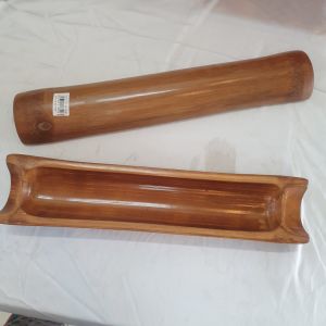 Ống tre trang trí bàn tiệc Ống Tre Đựng Đồ Ăn Sushi Bánh Kẹo Hoa Quả Decor Trang Trí Tiểu cảnh ống tre độc đáo sinh động để bàn bể cá trang trí phòng khách ... size 44x9.5 cm