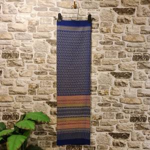 172.ผ้าฝ้าย ผ้าทอทั้งผืน ลายขอตัวเอส สีน้ำเงิน