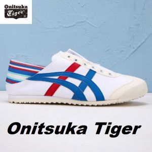 Original Tiger Shoes Classic White/blue/red Mens and Womens Canvas Non-slip Lazy Shoes Comfortable and Breathable Slip-on Casual Sneakers TH6P4N-0142