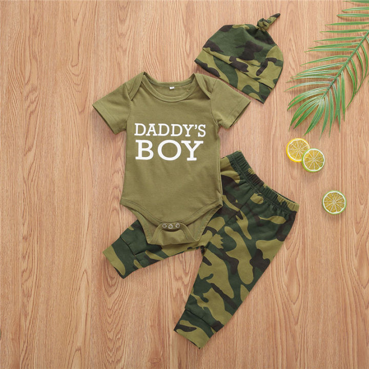 nikit Summer Newborn Toddler Baby Boys Girls Clothes Camouflage Letter  Print Tops+ Pants Outfits Set Infant Casual Clothing Set Lazada PH