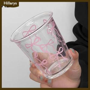 [Hillarys] Bow Cute Water Cup Cartoon Bow Cup Striped Cute Doodle Coffee Mug Household Fruit Tea Lemonade Girls Gift