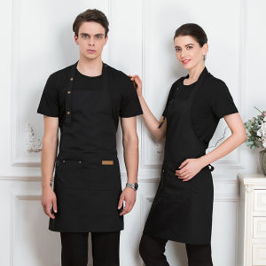 Restaurant Apron Household Apron Canvas Solid Adjustable Apron Waterproof Baking Cooking Coffee Shop Work Dress