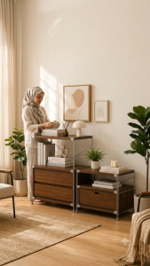 DREMEL Bedside Organizer Cabinet Multi Space-Saving Bedroom Cabinet Rack With Drawer Storage Kabinet Penyusun Tepi Katil Minimalis