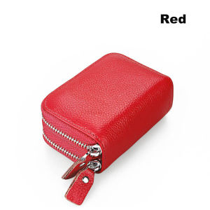 2022 Card Holder with 2 Zippers Closure Girl Mini Wallet Money Clip Money Bag Card Organizer Cardholder Organizer Cowhide RFID Function Wallet Girl Business Card Case