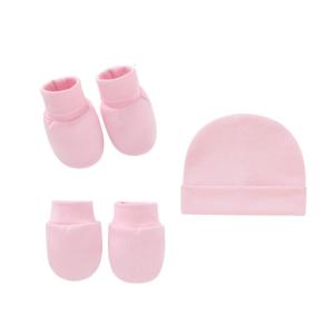 3 Pcs/Set Solid Color Spring Autumn Summer Single Layer Baby Anti Scratching Soft Cotton Gloves Hat Foot Cover Set