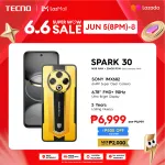 TECNO SPARK 30 16GB (8+8) + 256GB | G91 Processor | Sony IMX682 64MP Main Camera |5 Years+ Lasting Fluency | IP64 Water & Dust Resistance ( 12 + 1 Local Warranty ) - LazPay Later