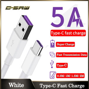 C-SAW 5A USB Type C Data Cable 0.25m 1m 1.5m 2m Super Fast Charging Wire Cord USB Cable For Huawei Mobile Phone USB-C Charging
