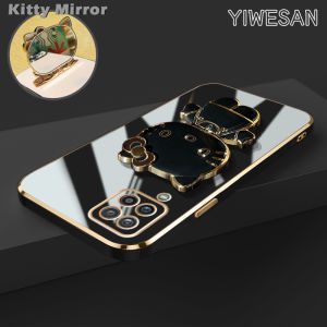 YIWESAN Casing Ponsel untuk Samsung A12 5G M12 F12 A11 M11 Case sandaran ponsel Hello Kitty desain baru HP kamera Casing lipat Plating Kesing