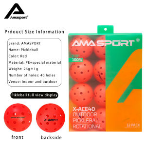 AMASPORT X40 26g Pickleball Balls 12Pcs USAPA Approved Outdoor 40 Holes Roto-molding Pickleball Balls-Kerwin Wat