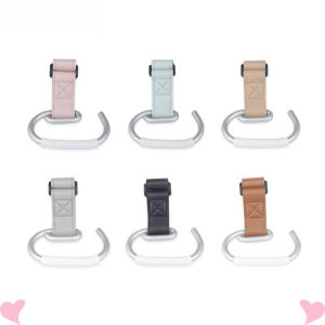 Baby Stroller Hooks PU Aluminum Alloy Hook Pram Hanging Hook Solid Color Stroller Accessories Portable Cart Organizer