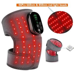 LED Red Light Therapy Heating Knee Massager 660/850nm Rechargeable Shoulder Pad Elbow Brace Hot Compress USB Charging