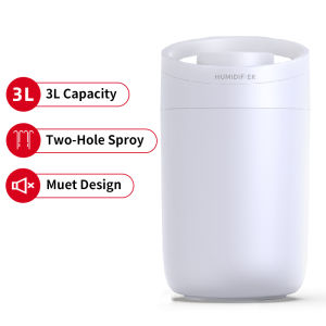 3000ML Double Spray Air Humidifier For Room Large-Capacity Essential Oil Aromatherapy Diffuser with Colorful Night Light Air Purifier White