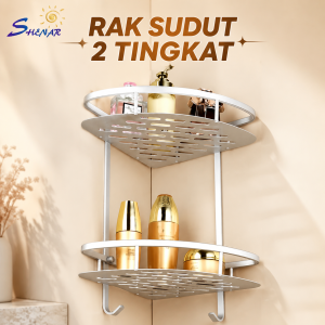 Rak Dinding Aluminium 2 Susun Kamar Mandi Organizer Shampoo Sabun Anti Karat Rak Toilet Serbaguna