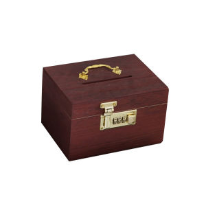 GEEBON Wooden  Piggy Bank Home Storage  Coin Money Saving Treasure  With Lock