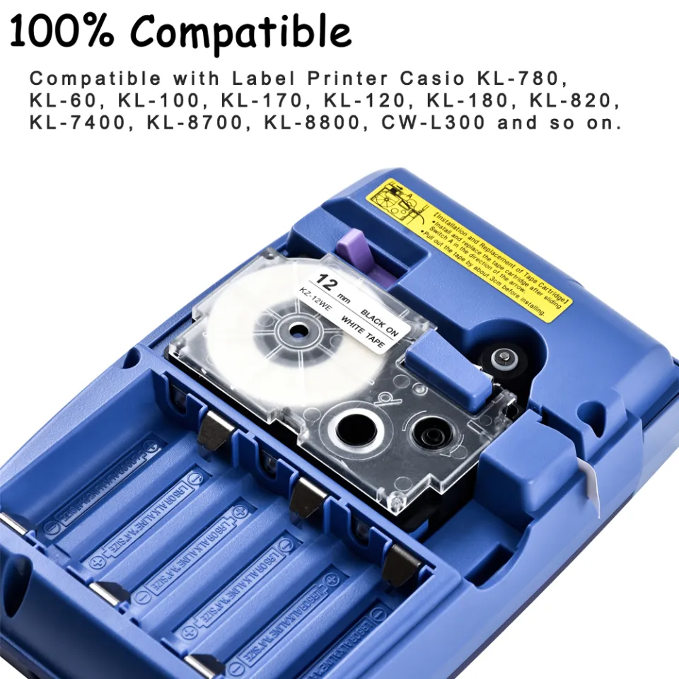 12mm Label Tape Compatible Tape Cartridge Ribbon Replacement for