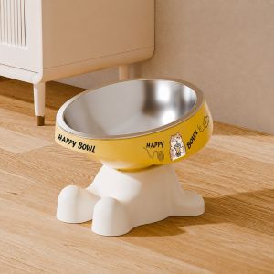 OWNNEW Thép không gỉ Bát ăn cho thú cưng nâng cao Chống trơn trượt Giá đỡ hình bàn chân Bát ăn cho thú cưng Bền bỉ ABS Bát ăn cho mèo nâng cao Mèo Chó