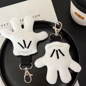 2Pcs Palm Gloves Mickey Mouse Plush Doll Key Chain Cartoon Metal Bag Decoration Pendant Couple Friends Gift