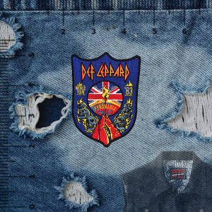 DEF LEPPARD -inspired Printed Iron-On DIY Patches for Jacket Decoration. Features 2026 patches with band logos and album art. Suitable for customizing denim jackets. Ideal for rock music enthusiasts.