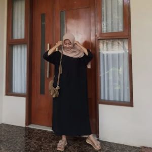 Daster Crinkle Airflow Polos Wanita Model Tangan 3/4 Murah Bisa COD | Fashion Muslim Wanita Kekinian