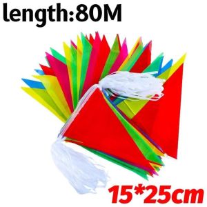 ธงสามเหลี่ยมหลากสีสันธงประดับงานเลี้ยงธงทอขนาด80/100ม. สำหรับเทศกาลชายธงประดับสนามงานแต่งงานบ้านสวน