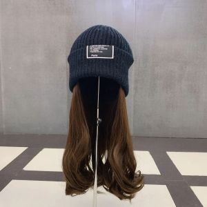 Beanies Hat With Hair Wigs For Women Long Synthetic Wig Warm Soft Ski Knitted Autumn Winter Cap2026