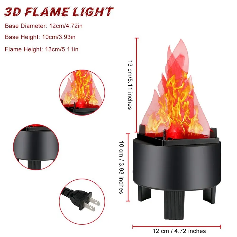 LED Fire Flame Effect Light Artificial Electric Flicker Campfire
