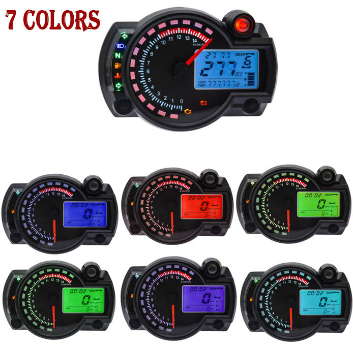 Universal KOSO LCD Digital Speedometer Motorcycle 7 Colors Dashboard