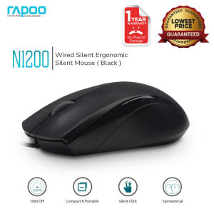 Rapoo N1600 Optical Wired Mouse - Anti-Slip Scroll Wheel 1000 DPI Silent Click New
