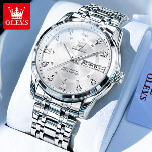 OLEVS Men Watch Luxury Diamond Inlaid Waterproof Quartz Watch 2025 New Fashion Casual Luminous Stainless Steel Calendar Brand Watch Boyfriend Gift