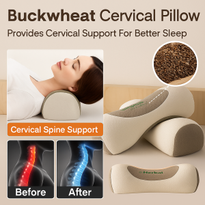 【Protect The Cervical Vertebra】Herbal Buckwheat Neck Pillow Pillow Core Traction And Sleep Aid Herbal Buckwheat Pillow Ergonomic Herbal Buckwheat Cervical Care Pillow