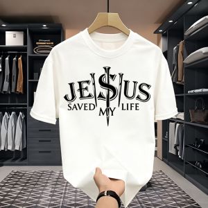 Jesus Faith T-shirt Cotton-like Fabric Comfortable Religious Casual Top for Men Pambahay / Outfit
