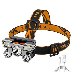 5LED With Built-in 18650 Battery USB Rechargeable Portable Super Bright Flashlight Lantern Headlamp Outdoor Camping Headlight Night Fishing Headlamps
