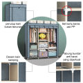 Zip Almari Baju Kain Besar Cabinet T-shape Large Capacity Zipped Wardrobe Clothes Organization Storage Rack Cabinet Clothes Rack Bedroom Cupboard. 