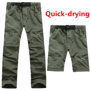 Detachable Quick Dry Cargo Pants Men Waterproof Active Multifunction Pockets Outdoor Casual Pants