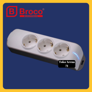 BROCO STOP KONTAK TERMINAL MIRING LUBANG 3 ARDE NCP 3 LUBANG PUTIH 15336 + LAMPU INDIKATOR NYALA