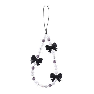 shiqinbaihuo Đơn giản dễ thương Kawaii Bowknot đính cườm chuỗi điện thoại thời trang tinh tế Keychain cho phụ nữ cô gái ngọt ngào túi trang trí phụ kiện Quà Tặng