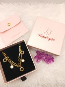 Gelang Charm Berbentuk Koin - Titanium Steel 18K Vacuum Plated (HR12003)