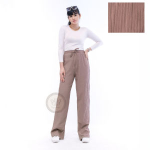 Celana panjang wanita knit pants halus kulot loose pants higwaist strech tali pinggang kekinian