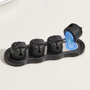 ASDOME Built-in Multi Cord Holder Reserved Wire Slots Self-Adhesive Wire Management Clips Practical Design Slim Lightweight Charging Cable Fixed Storage Buckle Storage