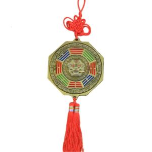 Fengshui Bagua Mirror Zodiacs Hanging Ornament for Attracting Good Luck and Repelling Negativity with Decorative Tassels