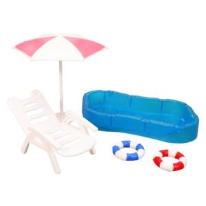 Simulation Miniature Beach Scene Furniture Set for 1/12 Dollhouses Decoration and Imaginative Roleplay Game Activity