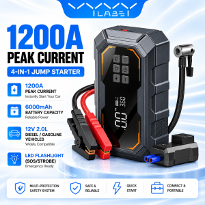 【Arrive in 3Days】Vyvylabs 4In 1 Car Jump Starter Power Bank Portable Air Pump 150PSI Tire Inflator 6000mAh Car Battery Emergency Boosters Starting Device Car Starter