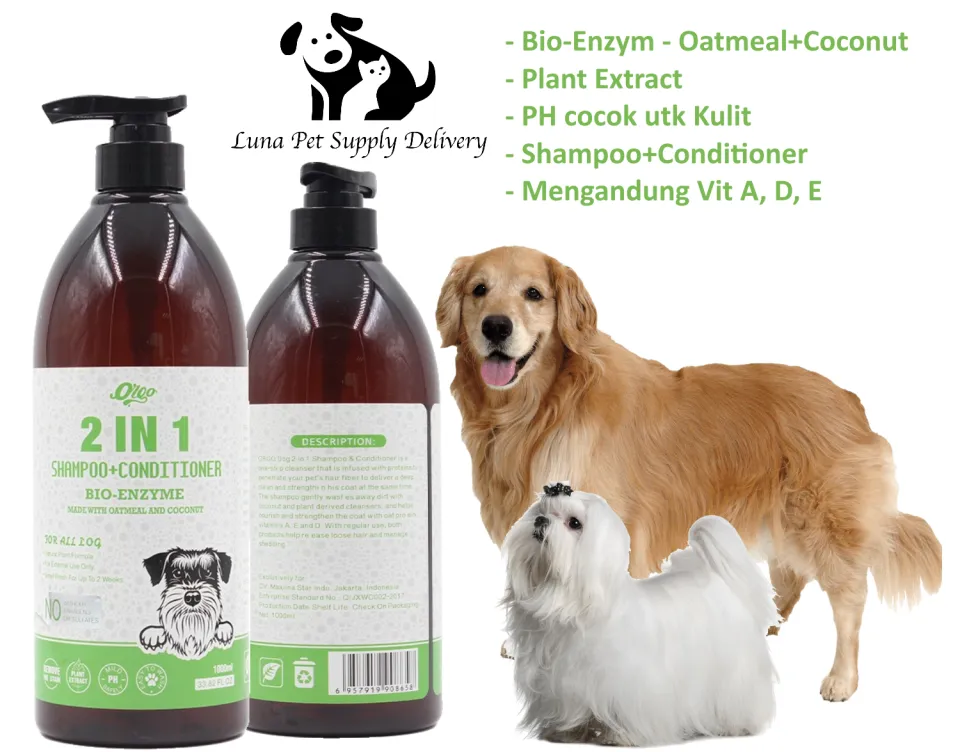 Shampoo Anjing ORGO in Dog Shampoo Conditioner Oatmeal+Coconut  Liter Membersihkan, Menguatkan, dan Melembutkan Bulu Anjing Mencegah  Kerontokan