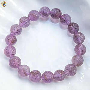 Collection Grade Brazil Amethyst Ametrine Hui Wen Bead Bracelet