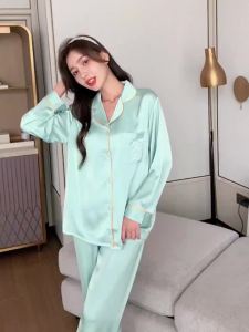 2023 HOT Women Ice Silk Pajama Set Long Sleeve Suit Home Clothes