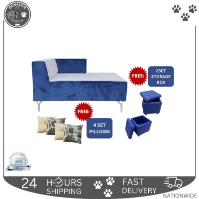 SHARPEY DAYBED SOFA w/ 2 STORAGE OTTOMAN FOOTSTOOL RANDOM COLOR ONLY - DONALDs PORCH