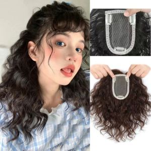 JON09 การต่อผม วิกผม toppers กับเรียบ ข้าวโพดดัด คลิปใน ชิ้นส่วนขอบผม ไร้รอยต่อไร้รอยต่อ หน้าม้าปลอม ผมม้า3D สังเคราะห์ สำหรับผู้หญิง