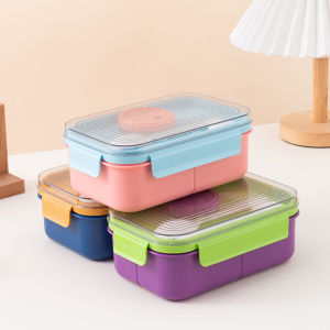 LUNCH BOX ANAK SEKOLAH KOTAK MAKAN DEWASA PERSEGI 3 SEKAT FREE MANGKOK KECIL 60ML+1100ML KODE 8850