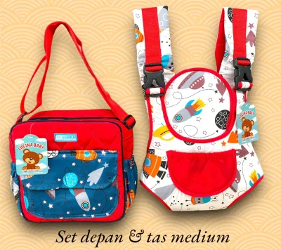 set gendongan depan dan tas medium perlengkapan bayi